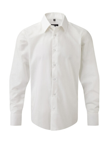 Russell Europe Oxford Shirt LS, White, M bedrucken, Art.-Nr. 710000004