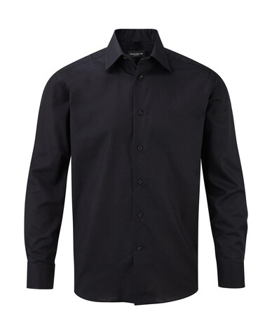 Russell Europe Oxford Shirt LS, Black, XL bedrucken, Art.-Nr. 710001016