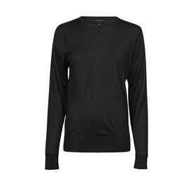 Tee Jays Womens Crew Neck, Black, S bedrucken, Art.-Nr. 710541013