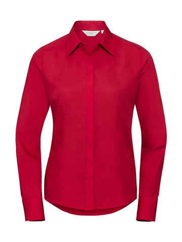 Russell Europe Ladies` LS Fitted Poplin Shirt, Classic Red, XS bedrucken, Art.-Nr. 712004012