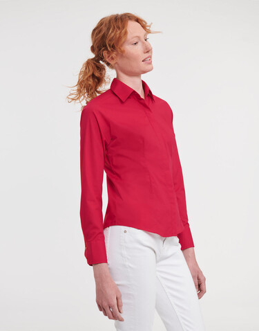 Russell Europe Ladies` LS Fitted Poplin Shirt, Convoy Grey, 4XL bedrucken, Art.-Nr. 712001279