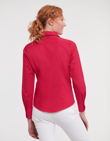 Russell Europe Ladies` LS Fitted Poplin Shirt, Convoy Grey, M bedrucken, Art.-Nr. 712001274