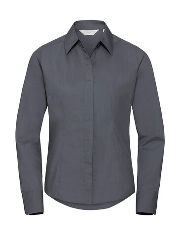 Russell Europe Ladies` LS Fitted Poplin Shirt, Black, 4XL bedrucken, Art.-Nr. 712001019