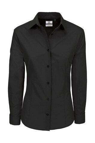 B &amp; C Heritage LSL/women Poplin Shirt, Black, 3XL bedrucken, Art.-Nr. 714421018