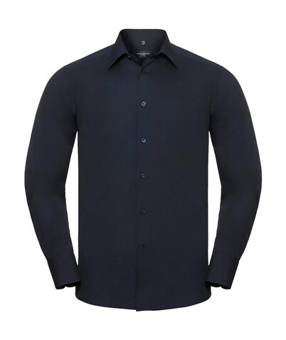 Russell Europe Tailored Poplin Shirt LS, French Navy, 3XL bedrucken, Art.-Nr. 717002018