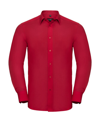 Russell Europe Tailored Poplin Shirt LS, Classic Red, 4XL bedrucken, Art.-Nr. 717004019
