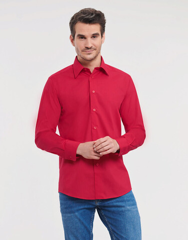 Russell Europe Tailored Poplin Shirt LS, Corporate Blue, S bedrucken, Art.-Nr. 717002333
