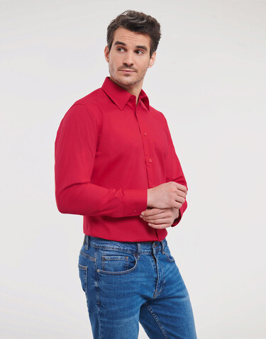 Russell Europe Tailored Poplin Shirt LS, Convoy Grey, S bedrucken, Art.-Nr. 717001273