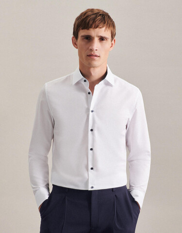Seidensticker Contrast Patch Regular Fit 1/1 Business Kent, White, 47 bedrucken, Art.-Nr. 721200009