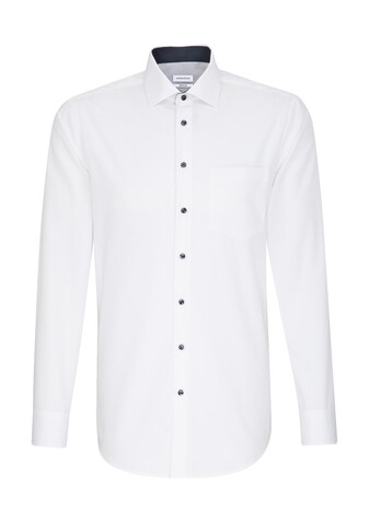 Seidensticker Contrast Patch Regular Fit 1/1 Business Kent, White, 47 bedrucken, Art.-Nr. 721200009