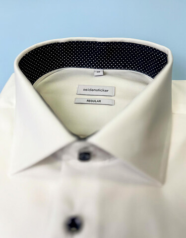 Seidensticker Contrast Patch Regular Fit 1/1 Business Kent, Dark Blue, 42 bedrucken, Art.-Nr. 721202084