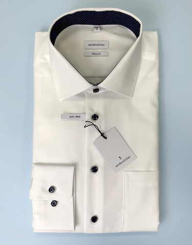 Seidensticker Contrast Patch Regular Fit 1/1 Business Kent, Dark Blue, 38 bedrucken, Art.-Nr. 721202080