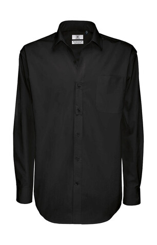 B &amp; C Sharp LSL/men Twill Shirt, Black, S bedrucken, Art.-Nr. 728421013