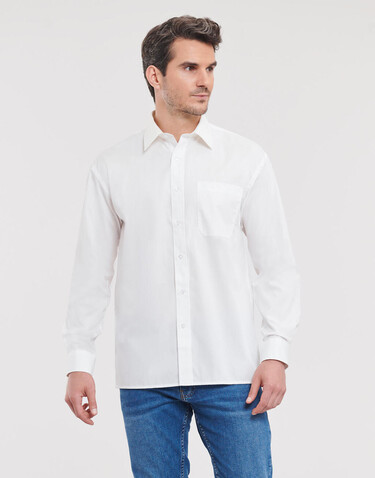 Russell Europe Cotton Poplin Shirt LS, White, S bedrucken, Art.-Nr. 736000001