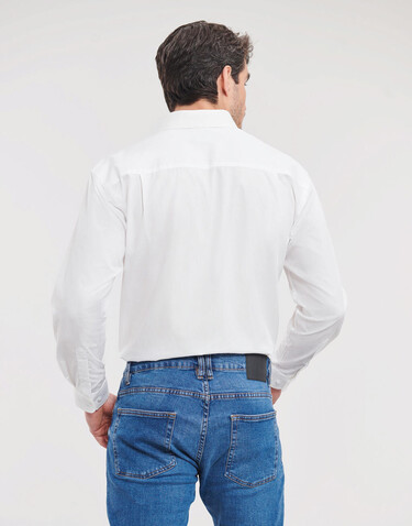 Russell Europe Cotton Poplin Shirt LS, White, S bedrucken, Art.-Nr. 736000001