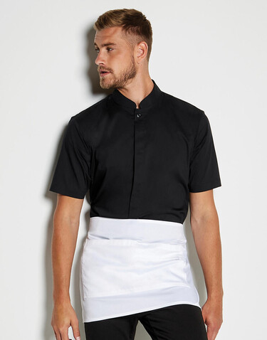 Kustom Kit Tailored Fit Mandarin Collar Shirt SSL, Black, 2XL bedrucken, Art.-Nr. 744111017