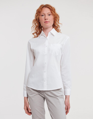 Russell Europe Ladies` Cotton Poplin Shirt LS, White, 4XL (48) bedrucken, Art.-Nr. 746000009 Russell Europe Ladies` Cotton Poplin Shirt LS, White, 4XL (48) bedrucken, Art.-Nr. 746000009