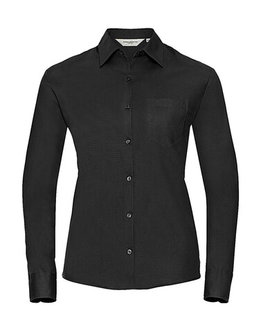 Russell Europe Ladies` Cotton Poplin Shirt LS, Black, L (40) bedrucken, Art.-Nr. 746001015