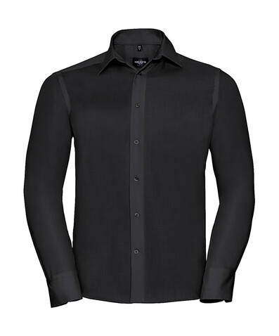 Russell Europe Tailored Ultimate Non-iron Shirt LS, Black, 4XL/19.5" bedrucken, Art.-Nr. 758001017