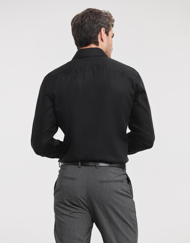 Russell Europe Tailored Ultimate Non-iron Shirt LS, Black, 4XL/19.5" bedrucken, Art.-Nr. 758001017