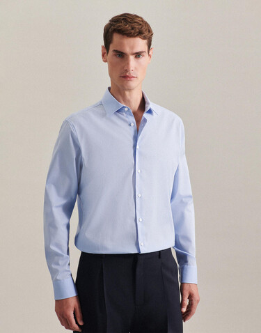 Seidensticker Seidensticker Shaped Fit 1/1 Business Kent, Mid Blue, 42 bedrucken, Art.-Nr. 758203155