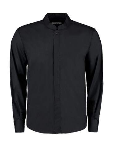 Kustom Kit Tailored Fit Mandarin Collar Shirt, Black, S bedrucken, Art.-Nr. 764111013