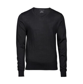 Tee Jays Men`s V-Neck Sweater, Black, S bedrucken, Art.-Nr. 764541013