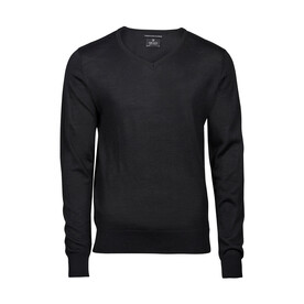 Tee Jays Men`s V-Neck Sweater, Black, S bedrucken, Art.-Nr. 764541013