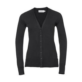 Russell Europe Ladies` V-Neck Knitted Cardigan, Black, 2XS bedrucken, Art.-Nr. 774001011 Russell Europe Ladies` V-Neck Knitted Cardigan, Black, 2XS bedrucken, Art.-Nr. 774001011