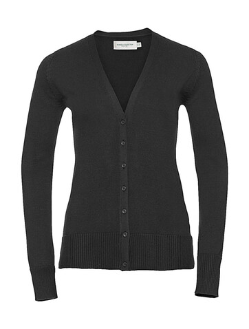 Russell Europe Ladies` V-Neck Knitted Cardigan, Charcoal Marl, XL bedrucken, Art.-Nr. 774001166