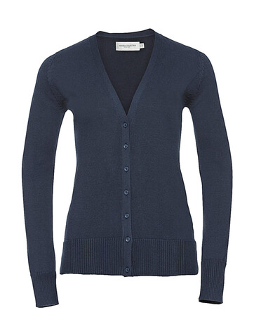 Russell Europe Ladies` V-Neck Knitted Cardigan, Charcoal Marl, XL bedrucken, Art.-Nr. 774001166