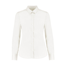 Kustom Kit Women`s Tailored Fit Stretch Oxford Shirt LS, White, 2XS bedrucken, Art.-Nr. 777110001