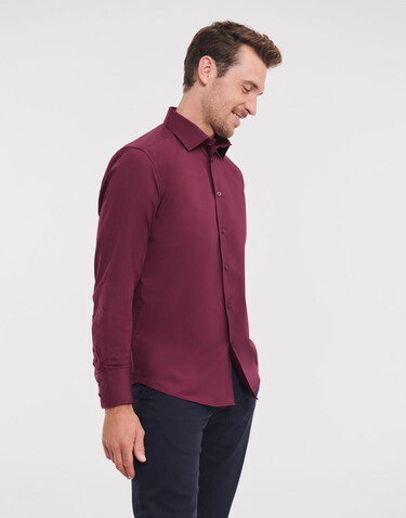 Russell Europe Fitted Stretch Shirt LS, White, XL bedrucken, Art.-Nr. 786000006