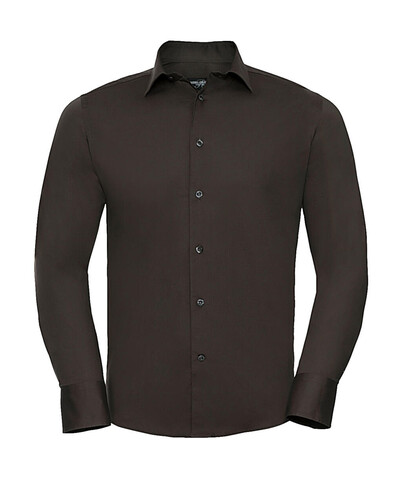 Russell Europe Fitted Stretch Shirt LS, White, XL bedrucken, Art.-Nr. 786000006