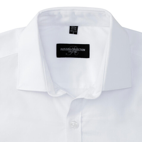 Russell Europe Men`s LS Ultimate Stretch Shirt, White, S bedrucken, Art.-Nr. 788000003