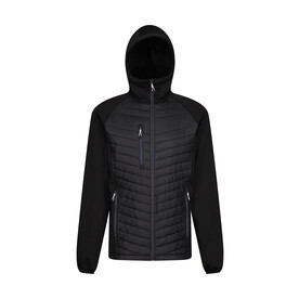 Regatta Men’s Navigate Hybrid Hooded Jacket, Black/Seal Grey, S bedrucken, Art.-Nr. 790171513