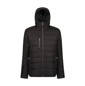 Regatta Men’s Navigate Thermal Hooded Jacket, Black/Seal Grey, S bedrucken, Art.-Nr. 791171513
