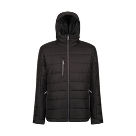 Regatta Men’s Navigate Thermal Hooded Jacket, Black/Seal Grey, S bedrucken, Art.-Nr. 791171513