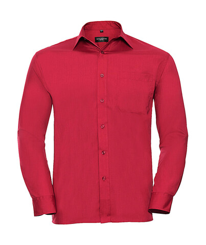 Russell Europe Poplin Shirt LS, Classic Red, XL bedrucken, Art.-Nr. 794004016
