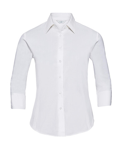 Russell Europe Ladies` 3/4 Sleeve Easy Care Fitted Shirt, White, XS bedrucken, Art.-Nr. 796000002