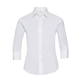 Russell Europe Ladies` 3/4 Sleeve Easy Care Fitted Shirt, White, XS bedrucken, Art.-Nr. 796000002