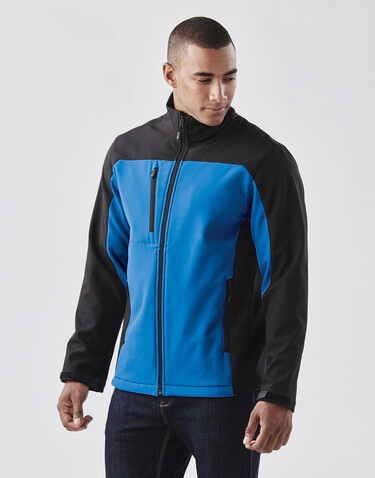 StormTech Men`s Cascades Softshell, Azure/Black, 3XL bedrucken, Art.-Nr. 796183568