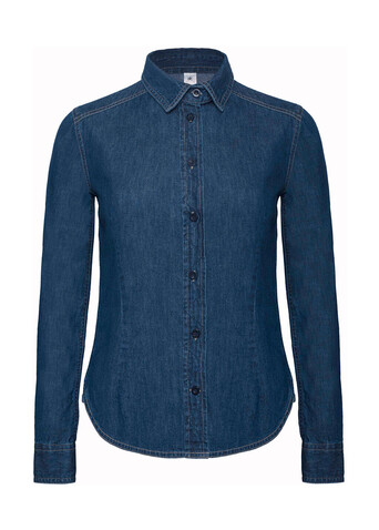 B &amp; C DNM Vision/women Denim Shirt LS, Deep Blue Denim, XS bedrucken, Art.-Nr. 797422292