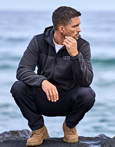 Tee Jays Mountain Hooded Fleece, Asphalt/Black, XS bedrucken, Art.-Nr. 800541572