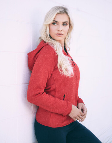 Stedman Lux Hooded Knit Fleece Jacket for women, Scarlet Red Heather, XL bedrucken, Art.-Nr. 805054055