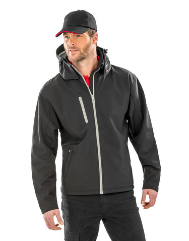 Result TX Performance Hooded Softshell Jacket, Black/Grey, S bedrucken, Art.-Nr. 827331513 Result TX Performance Hooded Softshell Jacket, Black/Grey, S bedrucken, Art.-Nr. 827331513