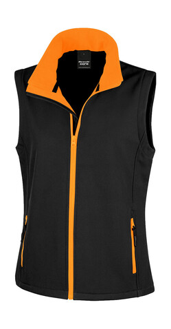 Result Women`s Printable Softshell Bodywarmer, Black/Orange, XL (16) bedrucken, Art.-Nr. 849331786