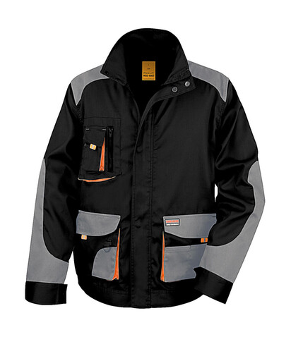 Result LITE Jacket, Black/Grey/Orange, XS bedrucken, Art.-Nr. 867331971