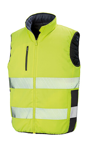 Result Reversible Soft Padded Safety Gilet, Fluo Yellow/Navy, 2XL bedrucken, Art.-Nr. 877336597