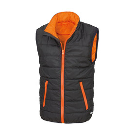 Result Junior/Youth Padded Bodywarmer, Black/Orange, 2XS (2-3) bedrucken, Art.-Nr. 879331781
